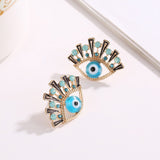 Shiny Jewellery Evil Eyes Earring Stud For Women Cubic Zircon Alloy Shiny