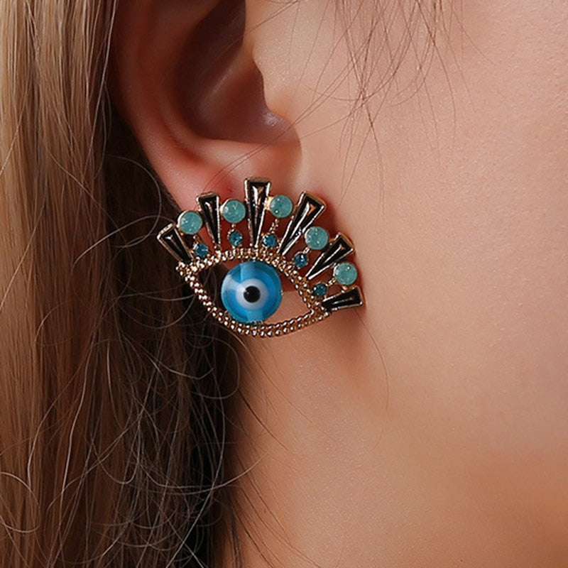 Shiny Jewellery Evil Eyes Earring Stud For Women Cubic Zircon Alloy Shiny