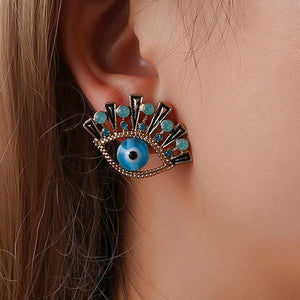 Shiny Jewellery Evil Eyes Earring Stud For Women Cubic Zircon Alloy Shiny