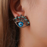 Shiny Jewellery Evil Eyes Earring Stud For Women Cubic Zircon Alloy Shiny