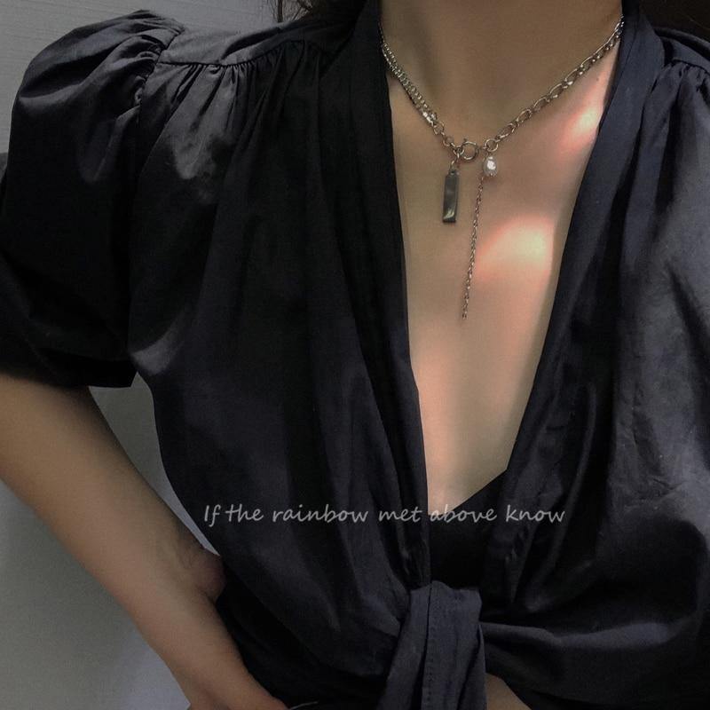 Fashion stainless Steel Pearl Pendant Necklace Women Punk - Vico Rena