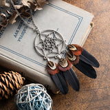 Indian Long Leather Feather Chain Pendant Vintage Sweater Chain Necklace - Vico Rena