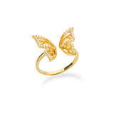 Shiny Jewellery Butterfly Rings Crystal Adjustable Open Cuff Rings