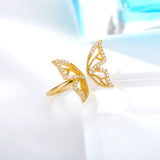 Shiny Jewellery Butterfly Rings Crystal Adjustable Open Cuff Rings