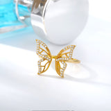 Shiny Jewellery Butterfly Rings Crystal Adjustable Open Cuff Rings