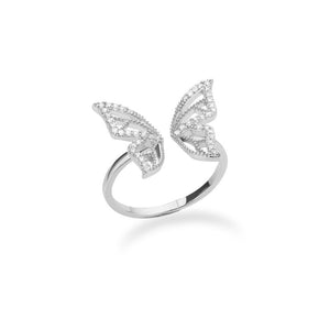Shiny Jewellery Butterfly Rings Crystal Adjustable Open Cuff Rings