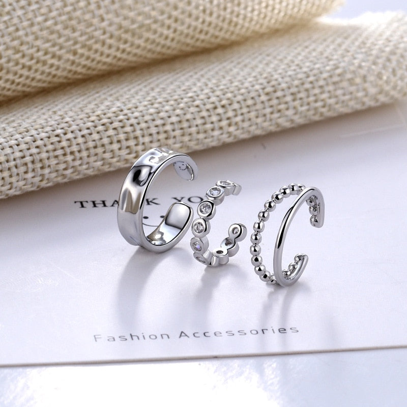 New 3Pcs/Set  Korean Design Zircon Geometric Earrings - Vico Rena