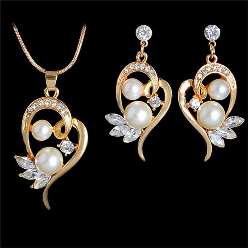 Shiny Jewellery New Arrival Fashion Chain Link Earrings Crystal Jewelry Necklace Sets Crystal