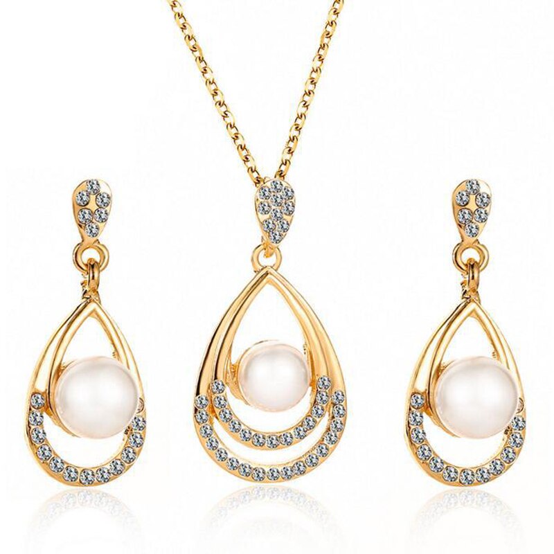 Shiny Jewellery New Arrival Fashion Chain Link Earrings Crystal Jewelry Necklace Sets Crystal