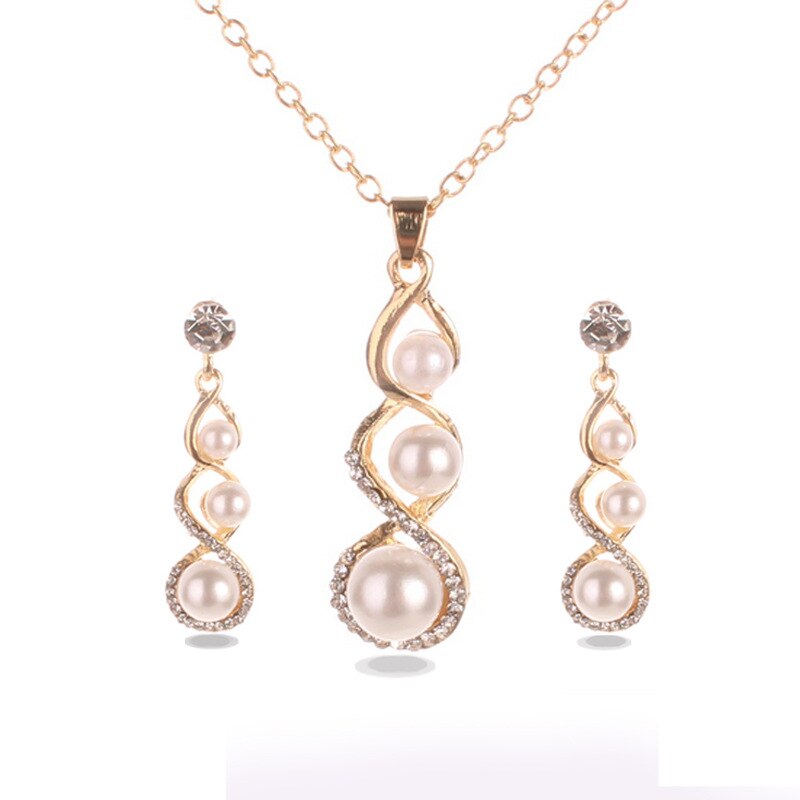 Shiny Jewellery New Arrival Fashion Chain Link Earrings Crystal Jewelry Necklace Sets Crystal