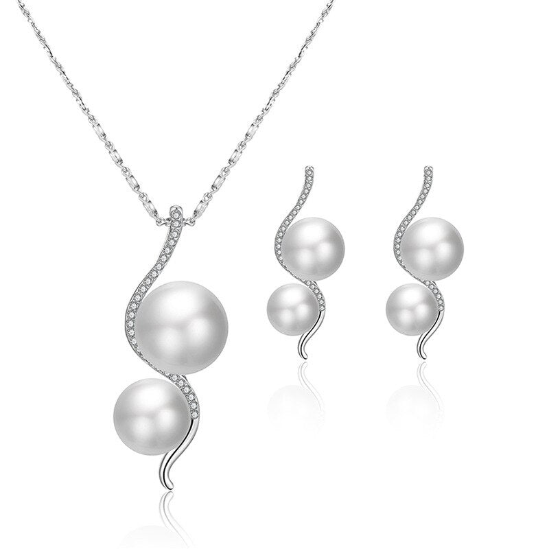 Shiny Jewellery New Arrival Fashion Chain Link Earrings Crystal Jewelry Necklace Sets Crystal