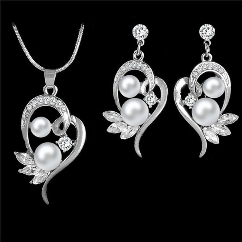 Shiny Jewellery New Arrival Fashion Chain Link Earrings Crystal Jewelry Necklace Sets Crystal