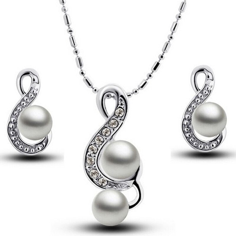 Shiny Jewellery New Arrival Fashion Chain Link Earrings Crystal Jewelry Necklace Sets Crystal