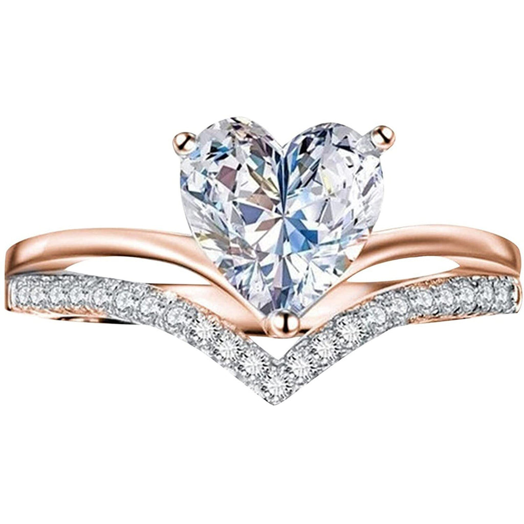 Shiny Jewellery Crystal Heart Design Hot Sale Rings For Women