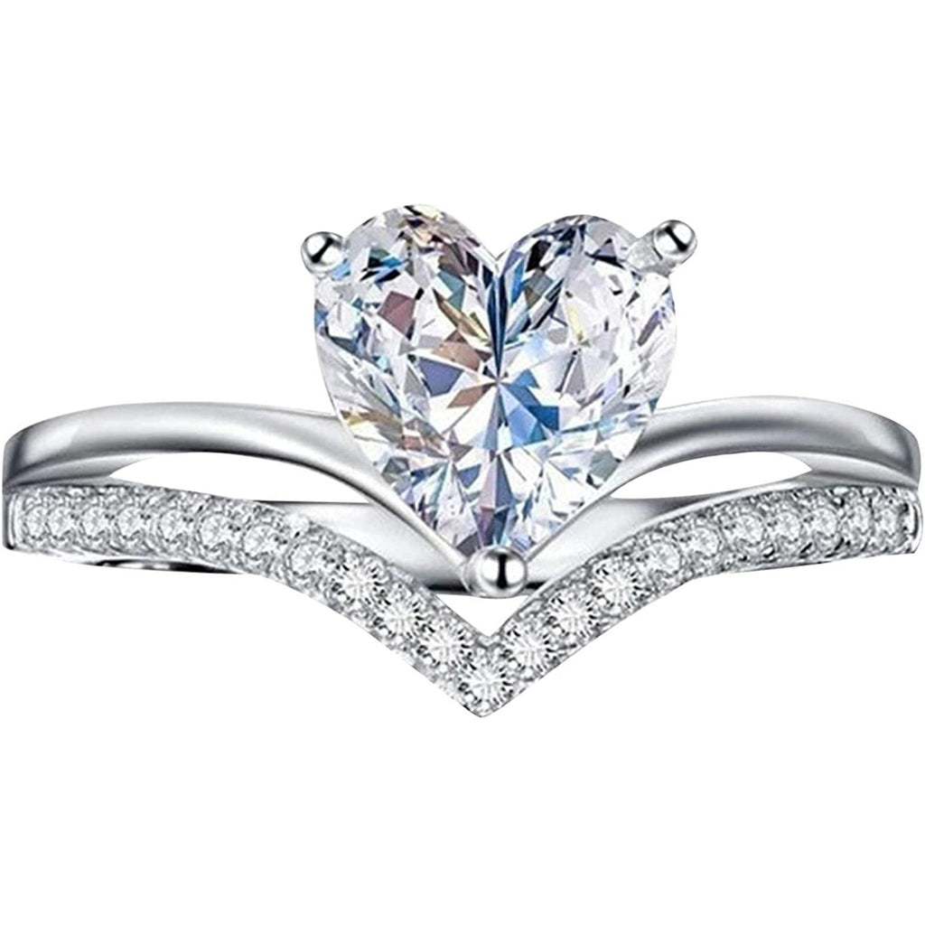 Shiny Jewellery Crystal Heart Design Hot Sale Rings For Women