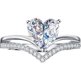 Shiny Jewellery Crystal Heart Design Hot Sale Rings For Women