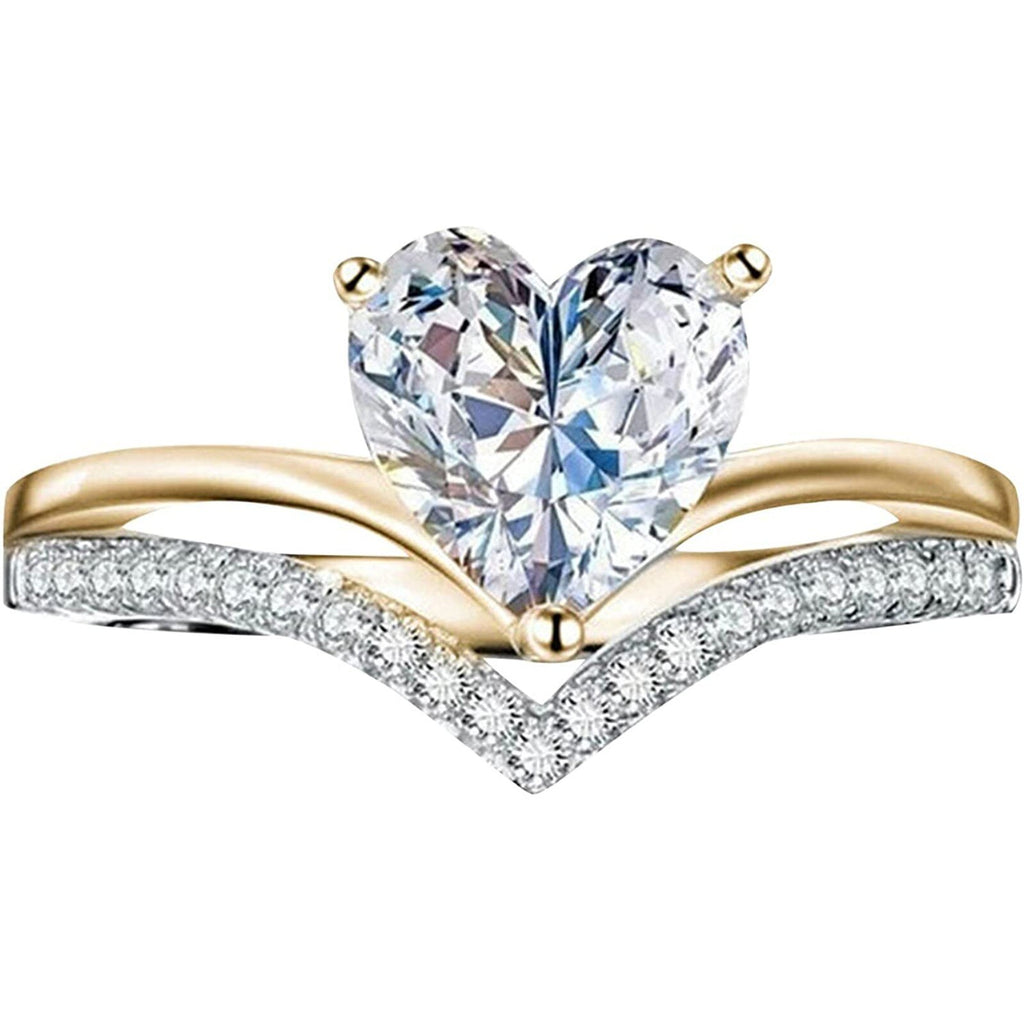 Shiny Jewellery Crystal Heart Design Hot Sale Rings For Women