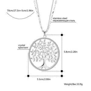 Tree of Life Pendant Necklace Gold Color Round Geometric Double Layer Chain - Vico Rena