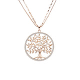 Tree of Life Pendant Necklace Gold Color Round Geometric Double Layer Chain - Vico Rena