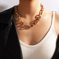 Punk Chunky Chain Choker Necklace Stainless Steel Goth Gothic Printed
