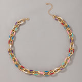 Punk Chunky Chain Choker Necklace Stainless Steel Goth Gothic Printed