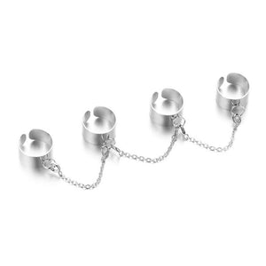 Punk Hip Pop 4 Connecting Ring Knuckle Opening Rings Jewelry - Vico Rena