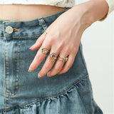 Shiny Jewellery Retro Hand of Fatima Hamsa Evil Eye Rings Lucky Copper Ring