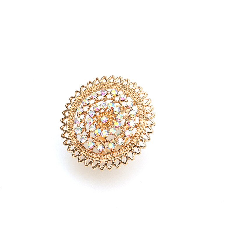 Retro Round Hollow Rings indian Ethnic Style Exaggerated Rhinestone Rings - Vico Rena
