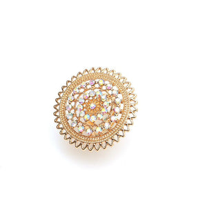Retro Round Hollow Rings indian Ethnic Style Exaggerated Rhinestone Rings - Vico Rena