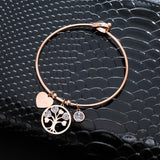 Rose Gold Bangles for Women Stainless Steel Jewelry Heart Tree of Life - Vico Rena