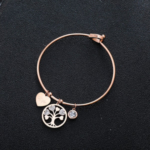 Rose Gold Bangles for Women Stainless Steel Jewelry Heart Tree of Life - Vico Rena