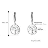 Shiny Jewellery Small Hoop for Women Accessories Tree Of Life Earrings Stainless Steel