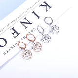 Shiny Jewellery Small Hoop for Women Accessories Tree Of Life Earrings Stainless Steel