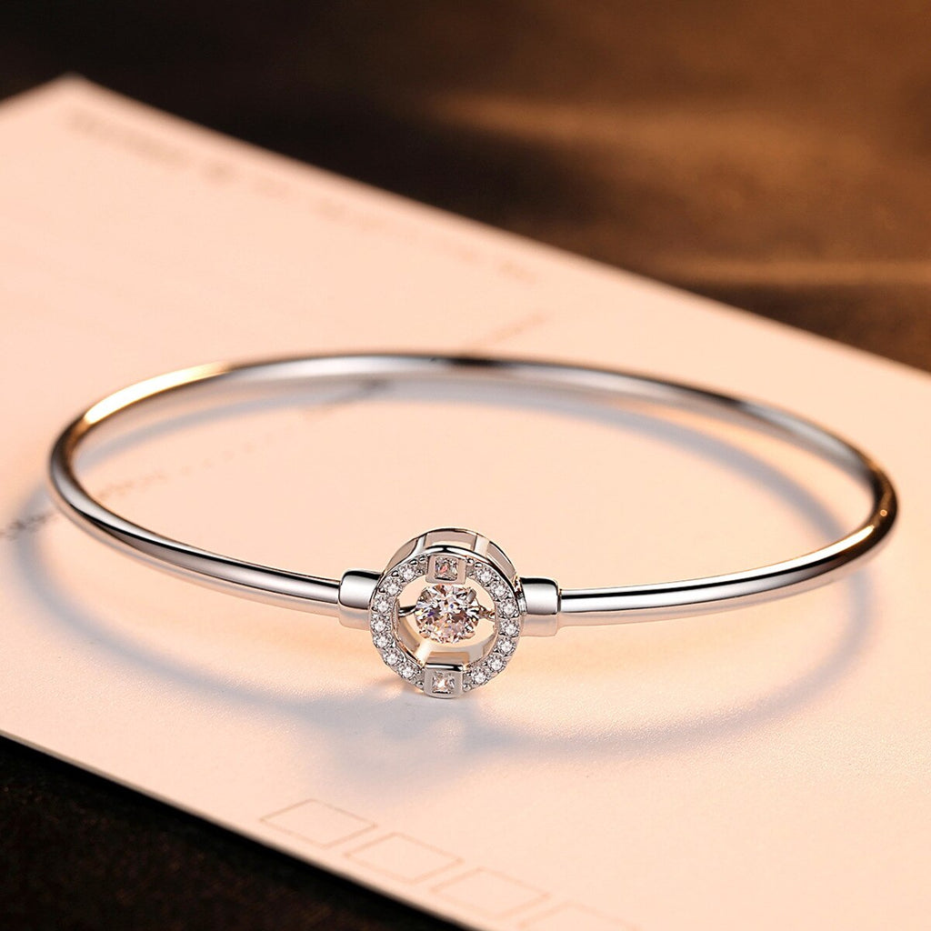 Shiny Jewellery S925 sterling silver fashion lady bracelet with geometric shape inlaid