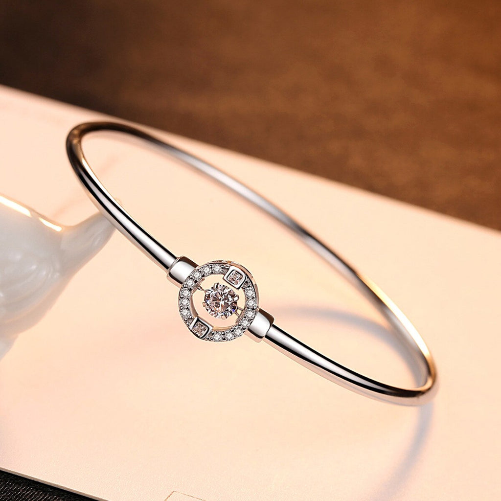 Shiny Jewellery S925 sterling silver fashion lady bracelet with geometric shape inlaid