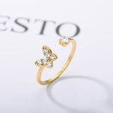 Shiny Jewellery Butterfly Rings Crystal Open Adjustable Finger Rings