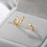 Shiny Jewellery Butterfly Rings Crystal Open Adjustable Finger Rings