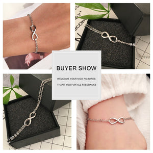 Shiny Jewellery Infinity Bracelets & Bangles for Women 8 Shape Double Chain Copper