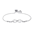 Shiny Jewellery Silver Plated Infinite Loop 8 Number Crystal Adjustable Bracelet