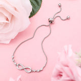 Shiny Jewellery Silver Plated Infinite Loop 8 Number Crystal Adjustable Bracelet