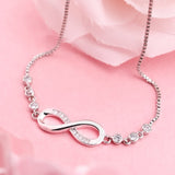 Shiny Jewellery Silver Plated Infinite Loop 8 Number Crystal Adjustable Bracelet