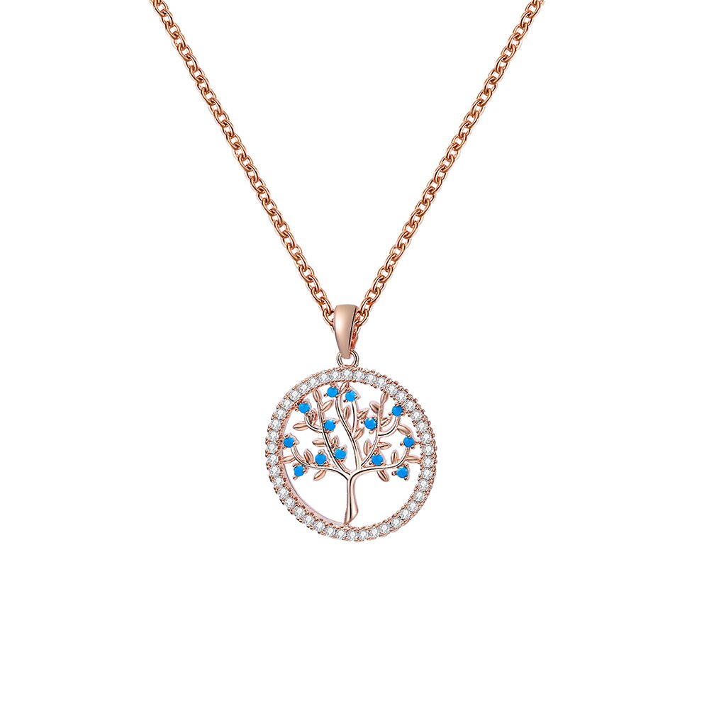 Silvery Round Tree of Life Pendant Necklaces for Women - Vico Rena