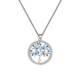 Silvery Round Tree of Life Pendant Necklaces for Women - Vico Rena