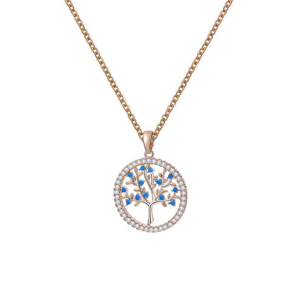 Silvery Round Tree of Life Pendant Necklaces for Women - Vico Rena