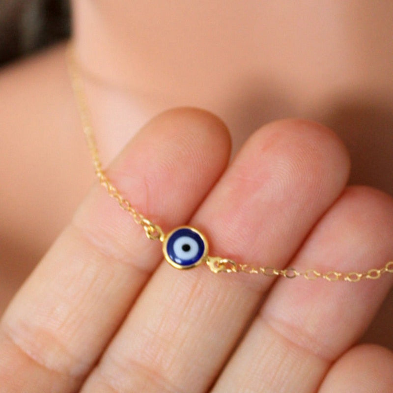 Simple Evil Eye Thin Pendant Women Jewelry Necklace - Vico Rena
