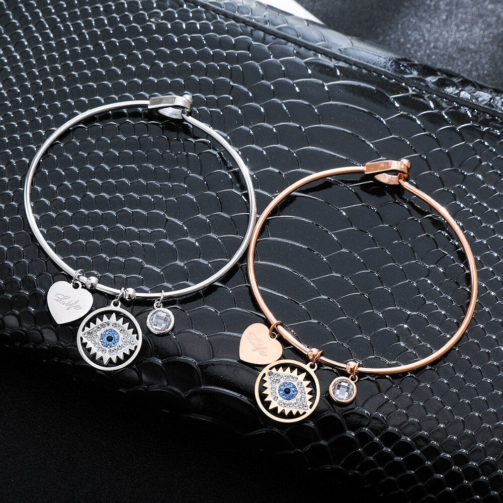 Shiny Jewellery Stainless Steel Women's Evil Eyes Bracelet