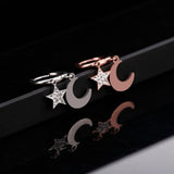 Shiny Jewellery Star Moon Earrings for Women Stainless Steel Small Circle Ear Hoops Earrings