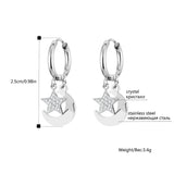 Shiny Jewellery Star Moon Earrings for Women Stainless Steel Small Circle Ear Hoops Earrings