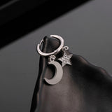 Shiny Jewellery Star Moon Earrings for Women Stainless Steel Small Circle Ear Hoops Earrings
