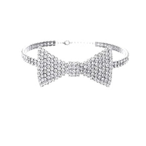 Shiny Jewellery Jewelry Crystal Bow Tie Necklaces Chain Collar Fashion Charm